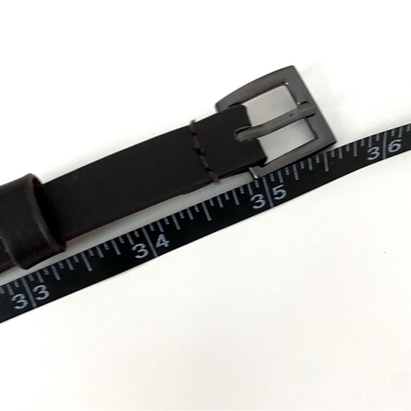 Dark Brown Leather Belt with Square Buckle - Picture 4 of 6